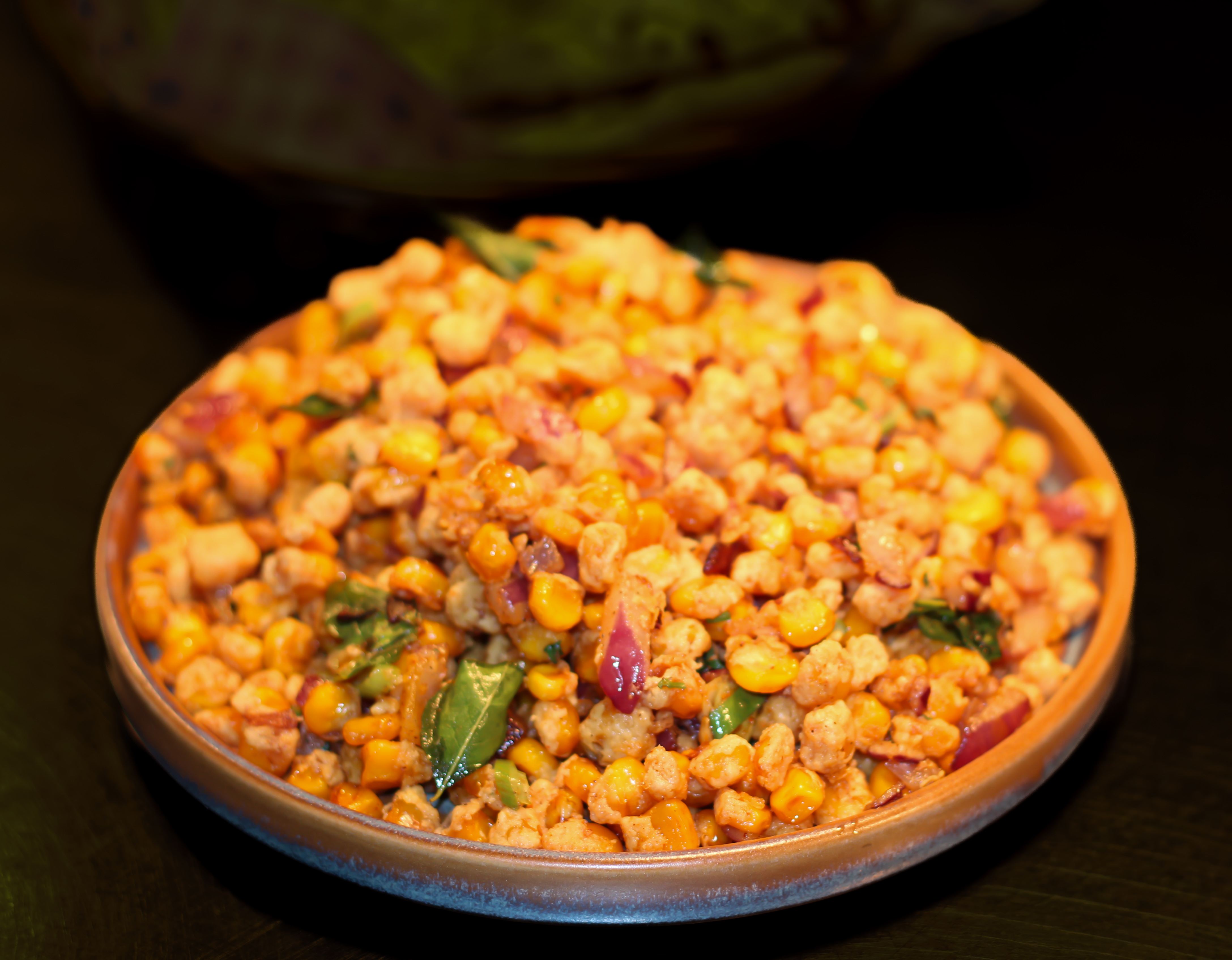 Corn fried in spices and herbs